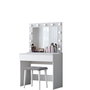 Hanah Home Mesa de Maquillaje Blanca con Espejo y Puf